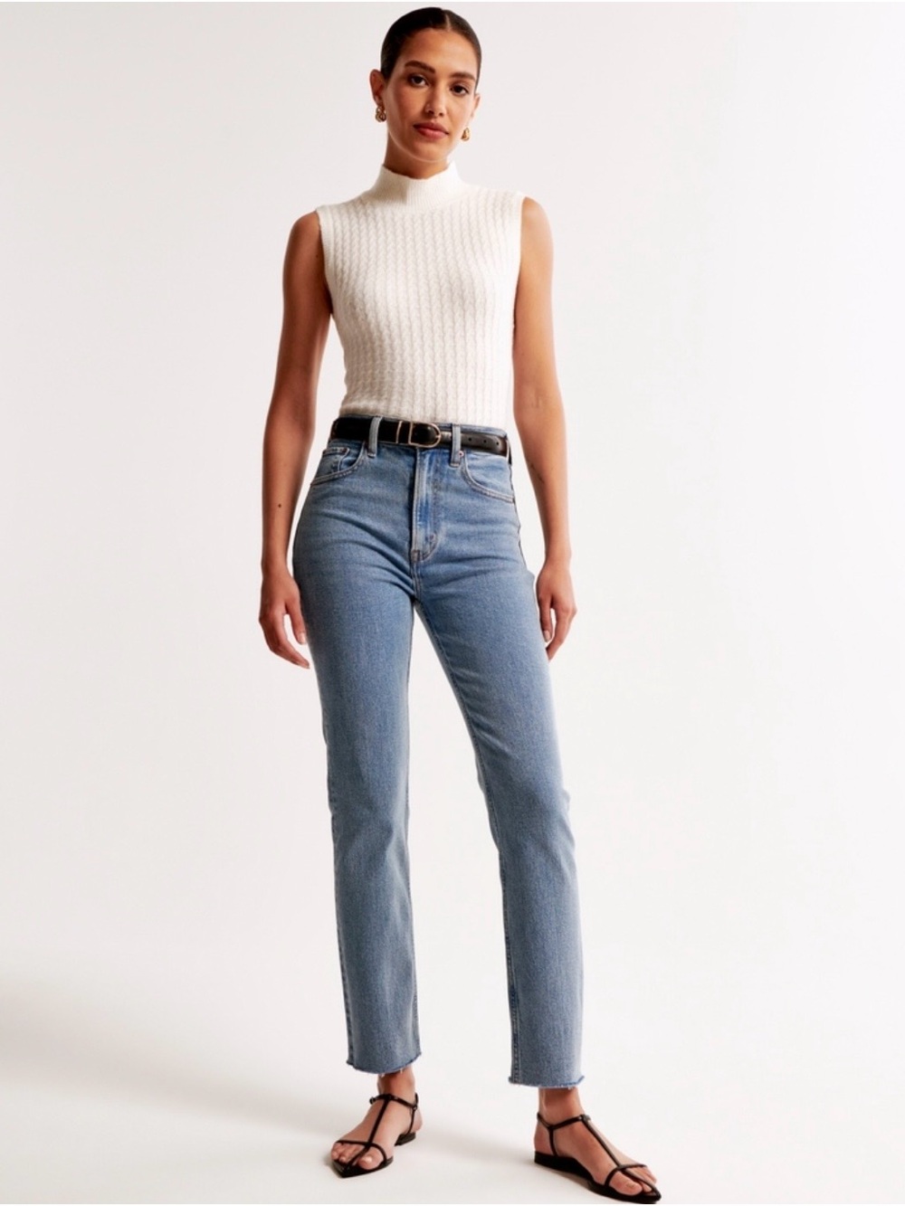 Abercrombie & Fitch Women's High-Rise Straight Jeans in Light Blue